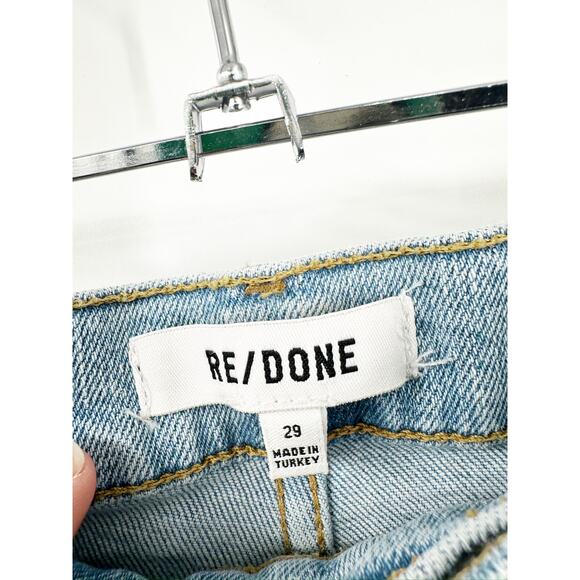 Re/Done 70s Stove Pipe High Rise Straight Ankle Jeans in River Fade Blue Size 29 - Picture 6 of 7